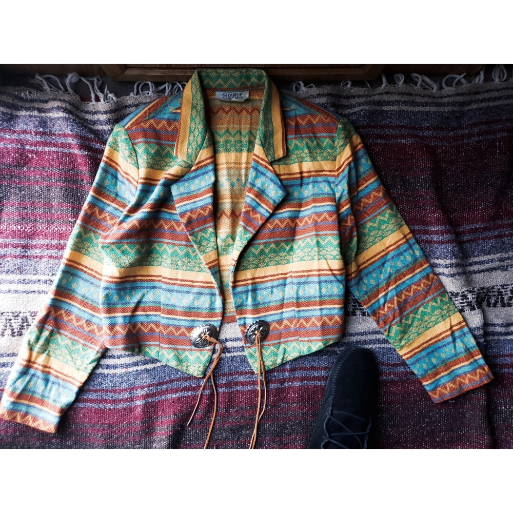 "NO BRAND" 80'S/90'S WESTERN BLAZER - MULTI